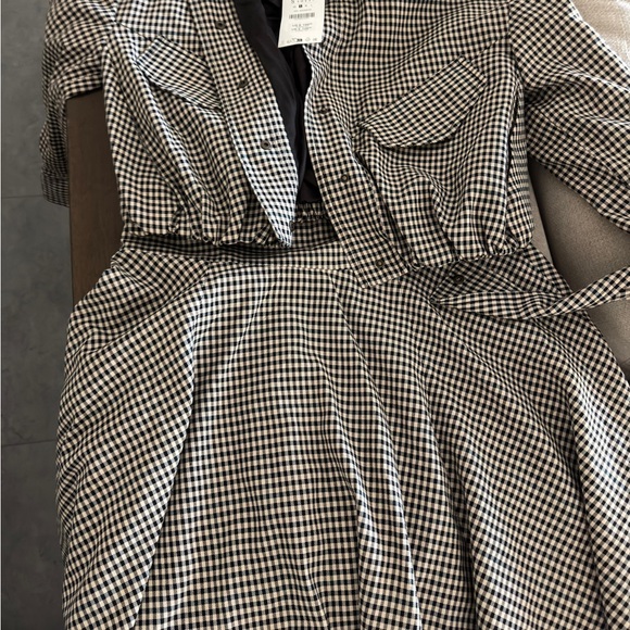 Zara Jackets & Blazers - Zara woman collection checked bomber jacket & plaid skirt Set black&brown size S